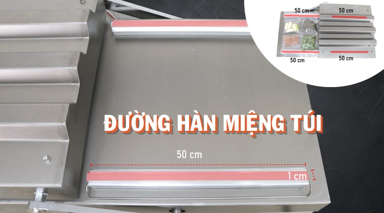 Mỗi buồng hút được trang bị 2 thanh hàn kích thước 50x1cm