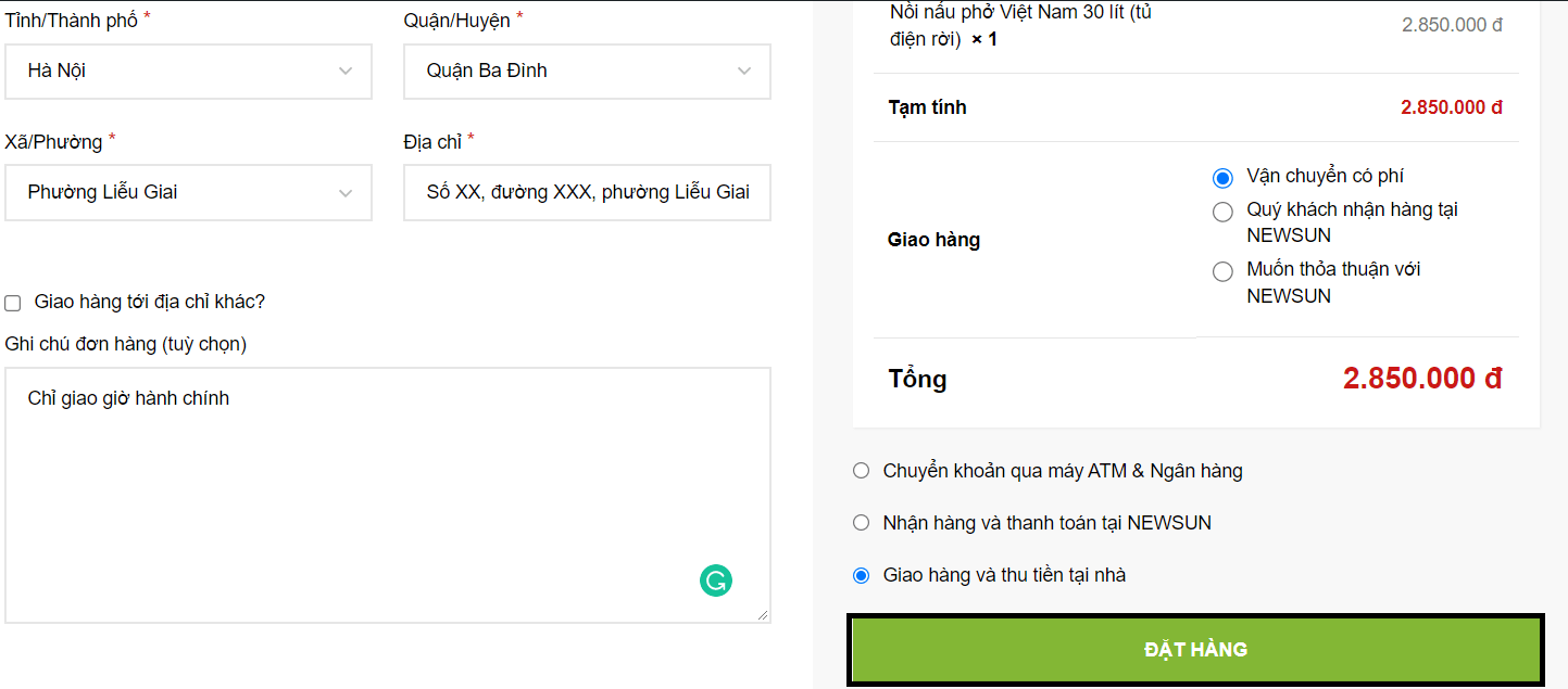 Đặt hàng Đặt hàng