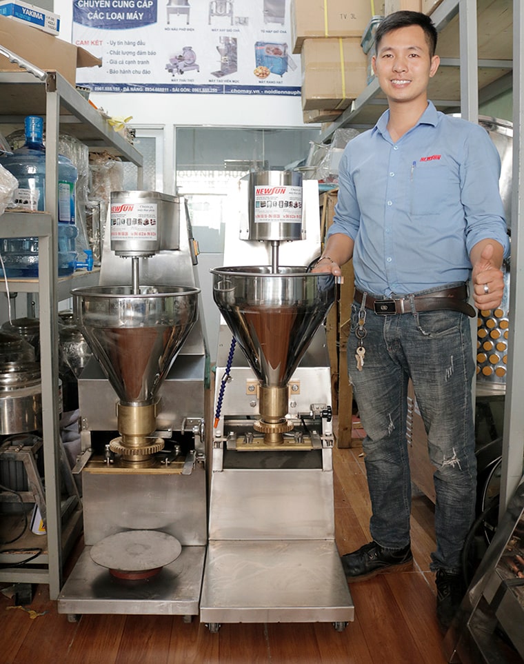 Thực tế máy tạo viên thịt, máy cắt nem chua rán NEWSUN
