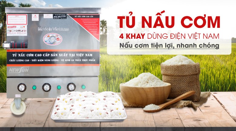  Tủ nấu cơm 4 khay dùng điện (Bảng điều khiển liền tủ) 