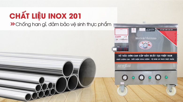 Bền bỉ, đảm bảo vệ sinh với chất liệu inox dày dặn, cứng cáp
