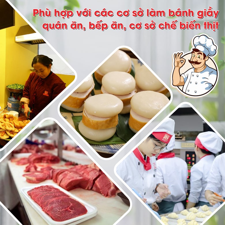 Phù hợp với các cơ sở chế biến bánh giầy, quán ăn,...