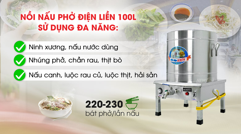 Ứng dụng của nồi phở điện liền 100 lít