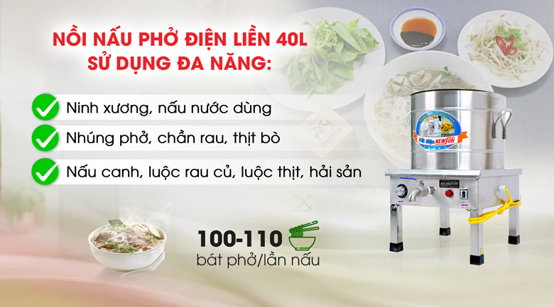 Ứng dụng của nồi phở điện liền 40 lít