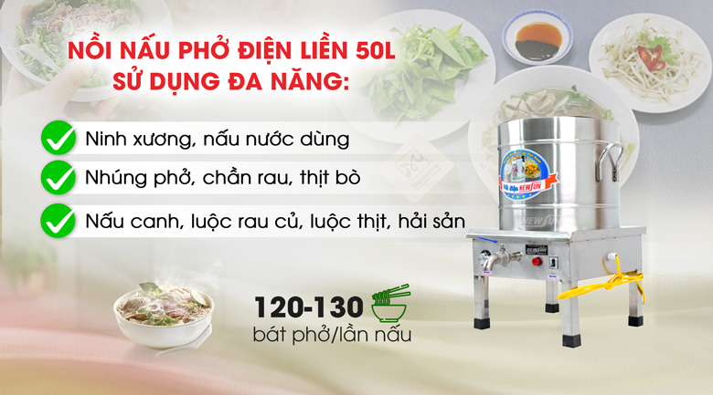 Ứng dụng của nồi phở điện liền 50 lít