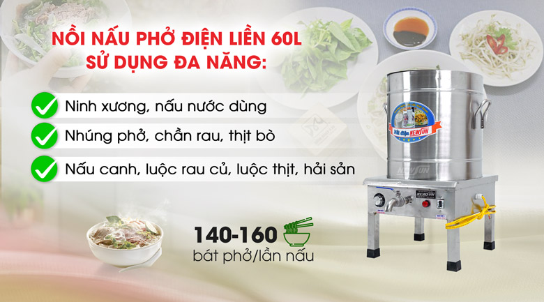 Ứng dụng của nồi phở điện liền 60 lít