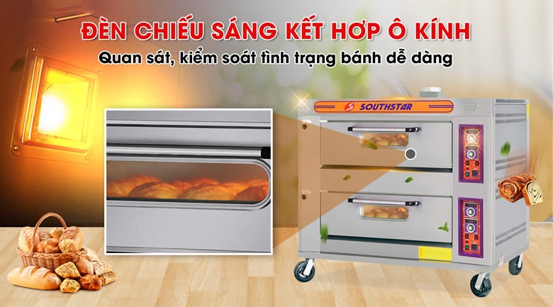 Cửa lò có ô kính nhỏ
