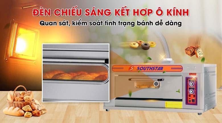Cửa lò có ô kính nhỏ vừa làm cho lò sang trọng