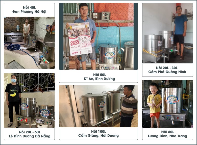 Khách hàng sử dụng nồi nấu phở điện liền NEWSUN