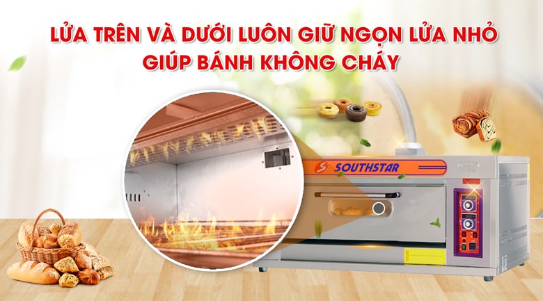 Trang bị dàn đốt gas trên và dưới có thể điều chỉnh