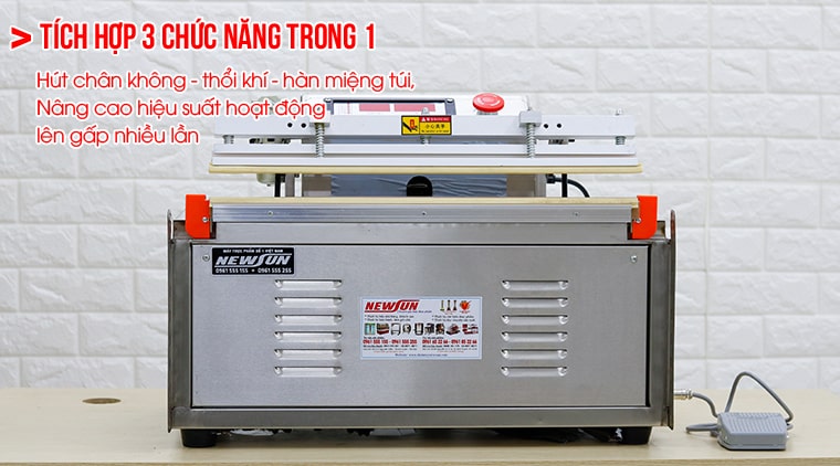 3 chức năng: hút chân không - thổi khí - hàn miệng túi 3 chức năng: hút chân không - thổi khí - hàn miệng túi