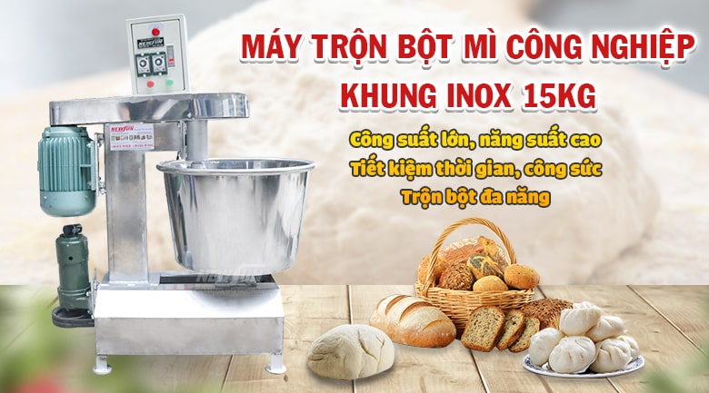 Máy trộn bột khung inox 15kg Máy trộn bột khung inox 15kg