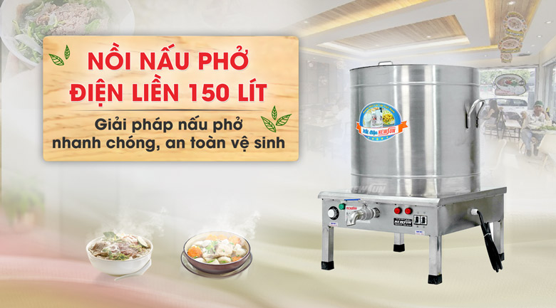 Nồi nấu phở điện liền 150 lít NEWSUN