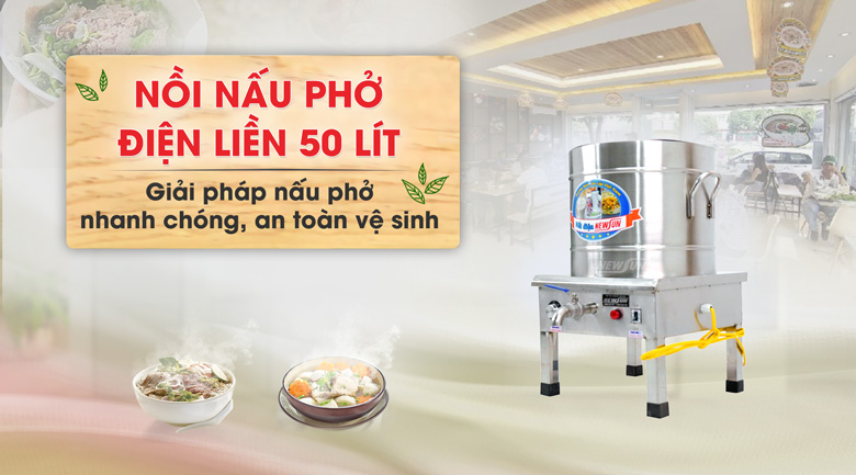 Nồi nấu phở điện liền 50 lít NEWSUN