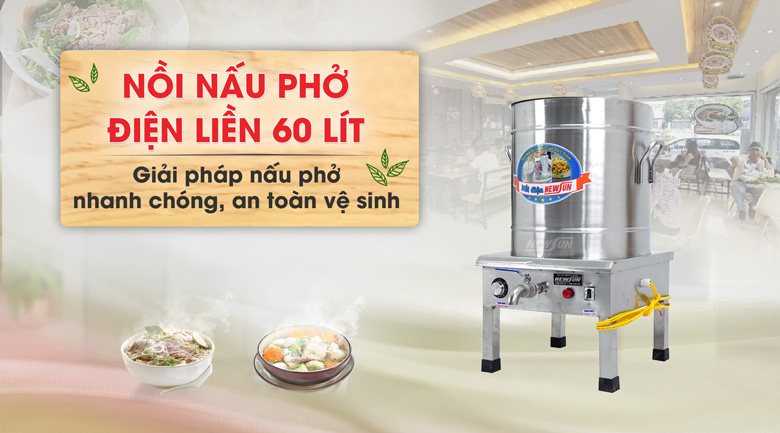 Nồi nấu phở điện liền 60 lít NEWSUN