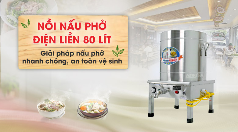 Nồi nấu phở điện liền 80 lít NEWSUN Nồi nấu phở điện liền 80 lít NEWSUN
