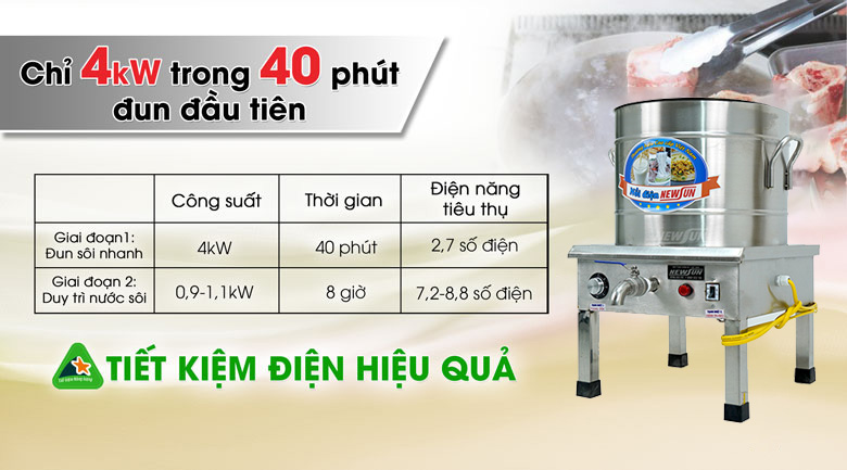 Nồi nấu phở 40 lít tiết kiệm điện năng