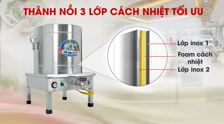 Thân nồi thiết kế 3 lớp cách nhiệt tốt