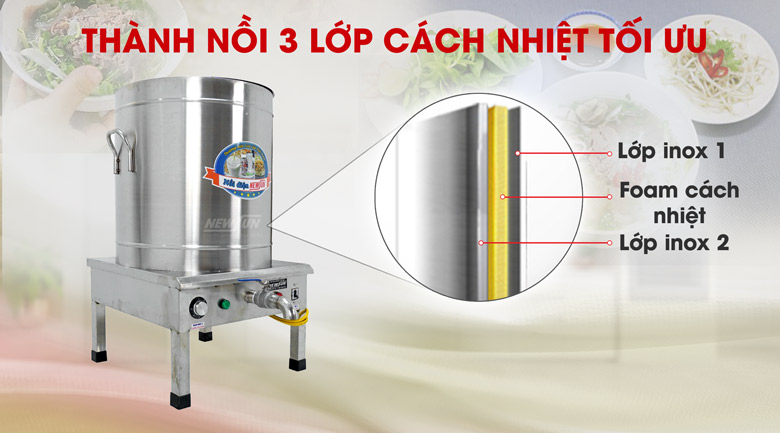 Thành nồi thiết kế 3 lớp cách nhiệt tốt