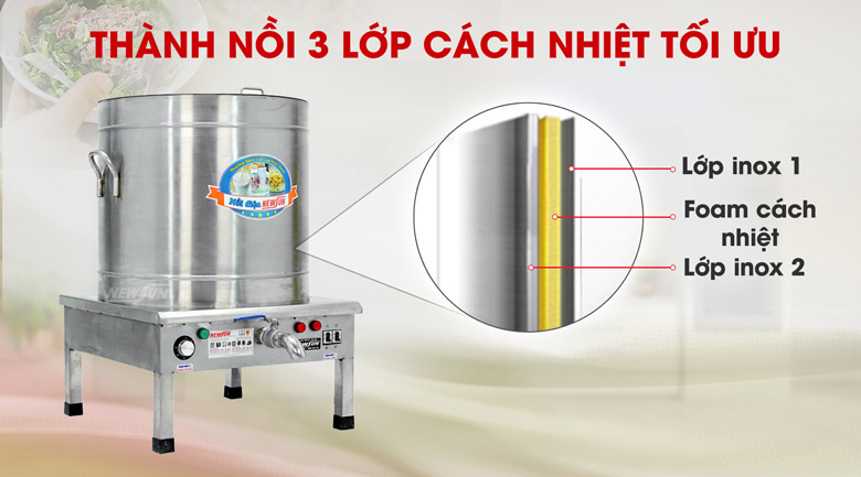 Thành nồi dày dặn có lớp cách nhiệt