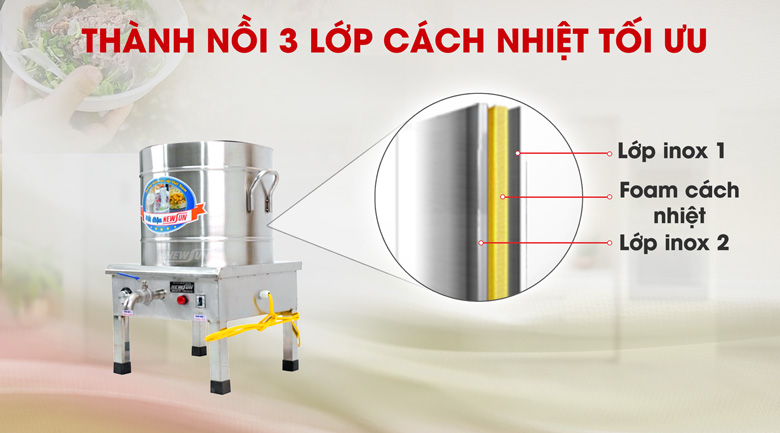 Thành nồi thiết kế 3 lớp tối ưu