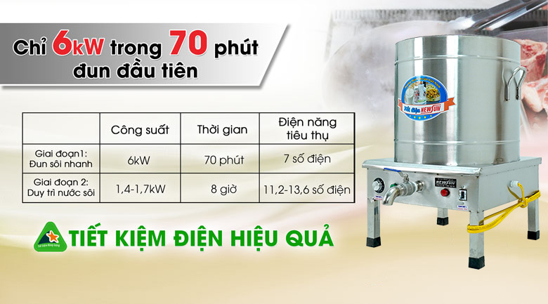 Nồi nấu phở điện 100 lít tiết kiệm điện hiệu quả
