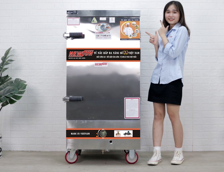 Hình ảnh thực tế tủ nấu cơm 10 khay dùng điện & gas Việt Nam 