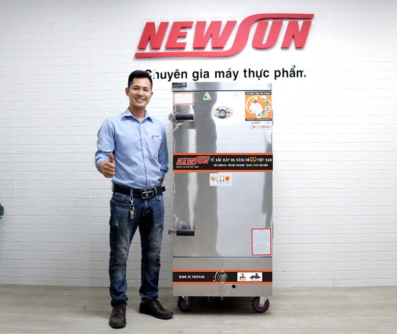 Hình ảnh thực tế tủ nấu cơm 12 khay dùng điện & gas Việt Nam 