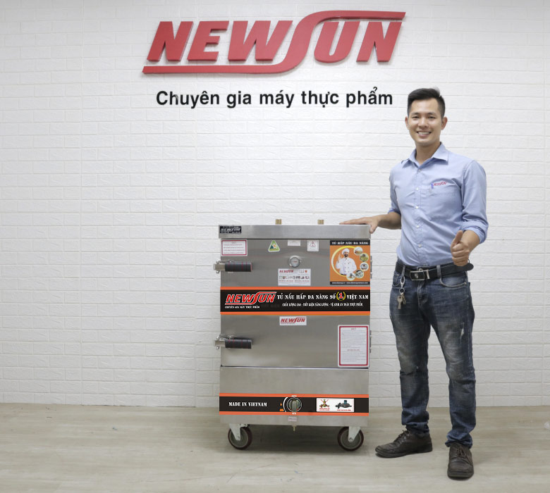 Hình ảnh thực tế tủ nấu cơm 6 khay dùng điện & gas Việt Nam 