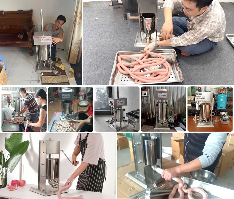 Hình ảnh thành phẩm thực tế máy đùn xúc xích quay tay NEWSUN