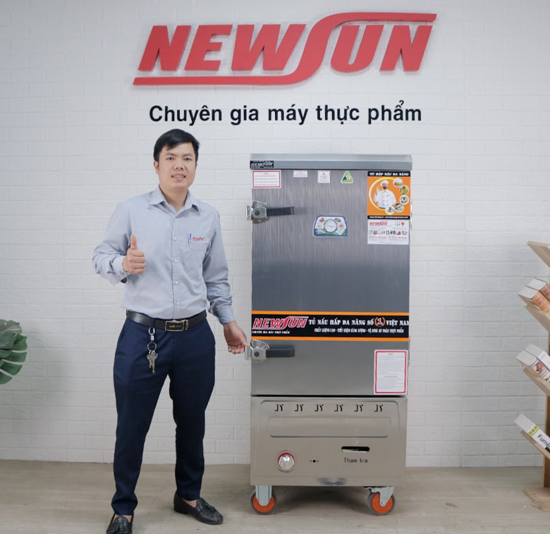 Hình ảnh thực tế của tủ nấu cơm VN 10 khay dùng gas inox 201
