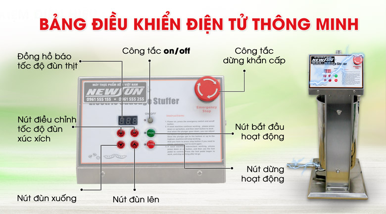 Bảng điều khiển máy nhồi xúc xích điện tử Promax