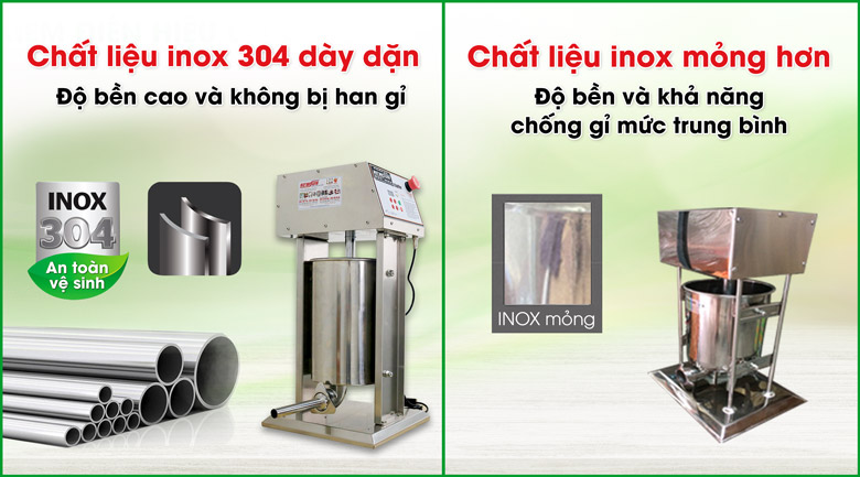 Chất liệu inox 304 cao cấp, dày dặn Chất liệu inox 304 cao cấp, dày dặn