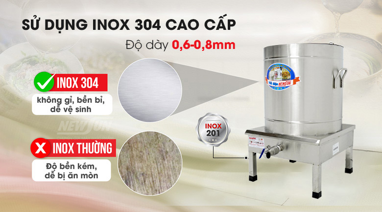 Chất liệu inox cao cấp, bền bỉ