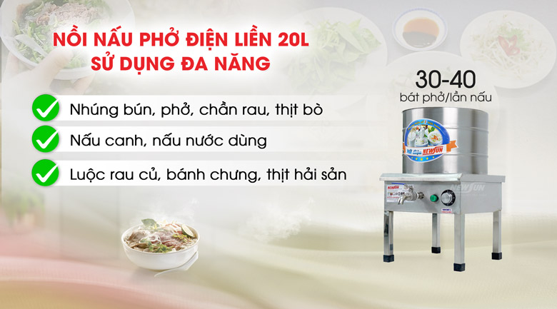 Ứng dụng của nồi phở điện liền 20 lít