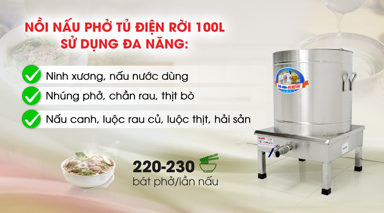Ứng dụng của nồi phở điện rời 100 lít