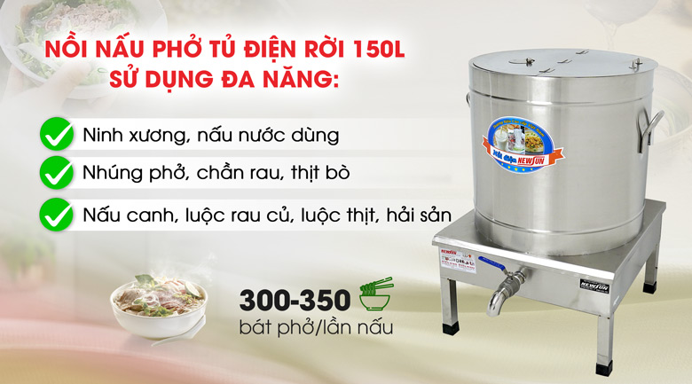 Ứng dụng của nồi phở điện rời 150 lít