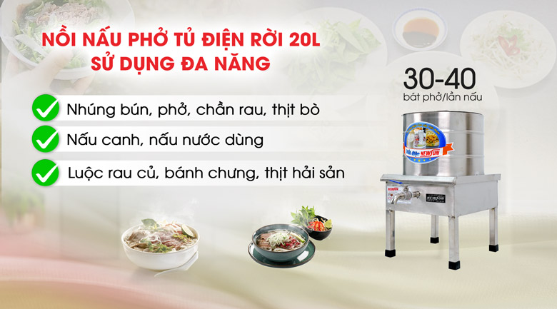 Ứng dụng của nồi phở điện rời 20 lít