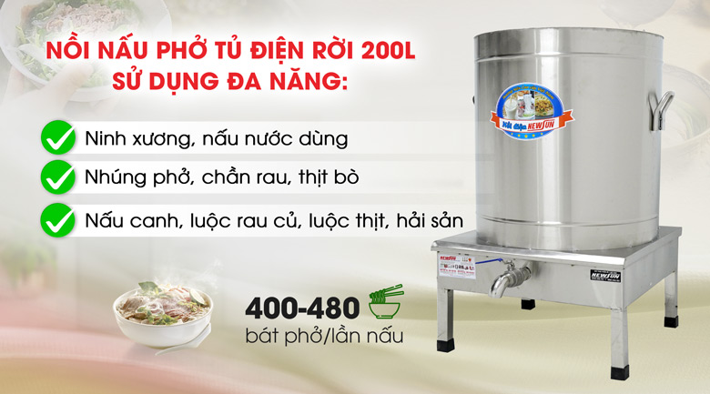 Ứng dụng của nồi phở điện rời 200 lít
