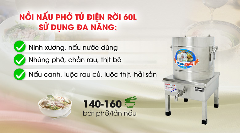 Ứng dụng của nồi phở điện rời 60 lít