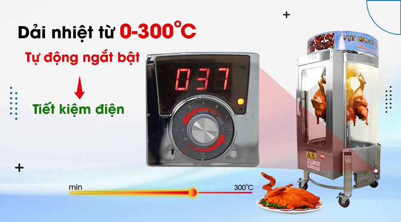 Bảng cài đặt mức nhiệt từ 0-300 độ C