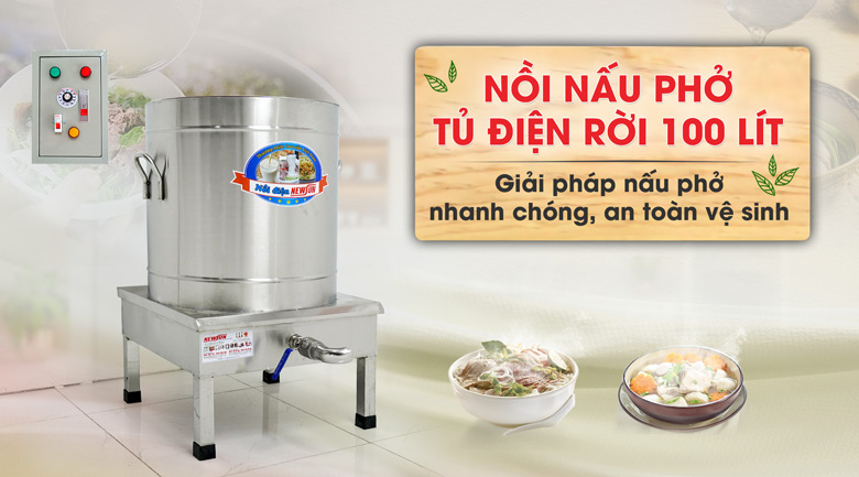 Nồi nấu phở tủ điện rời 100 lít NEWSUN