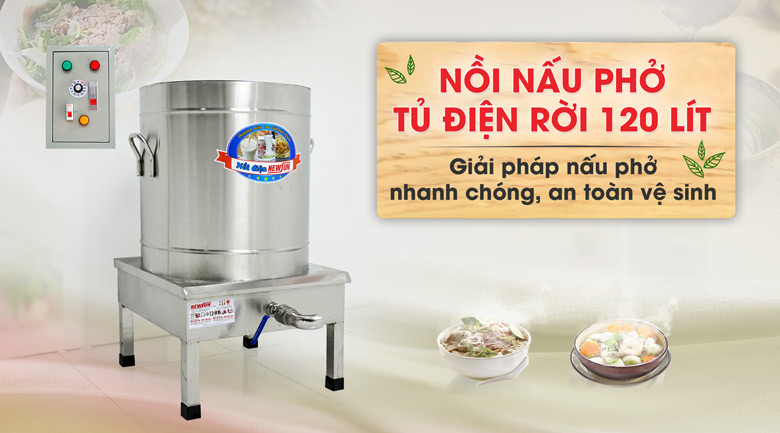Nồi nấu phở tủ điện rời 120 lít NEWSUN