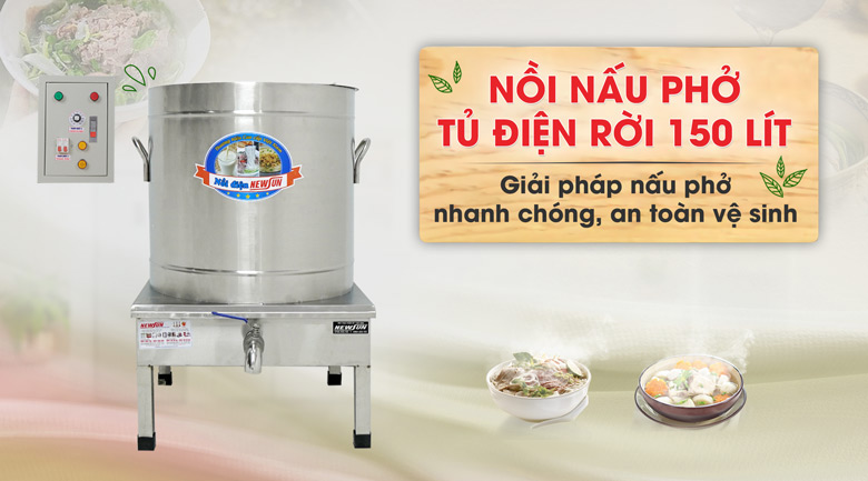 Nồi nấu phở tủ điện rời 150 lít NEWSUN