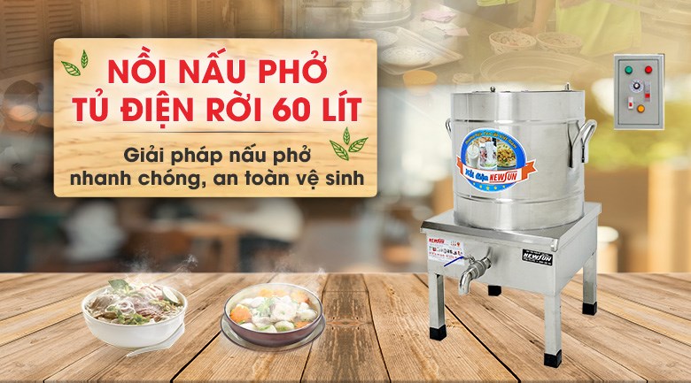 Nồi nấu phở tủ điện rời 60 lít