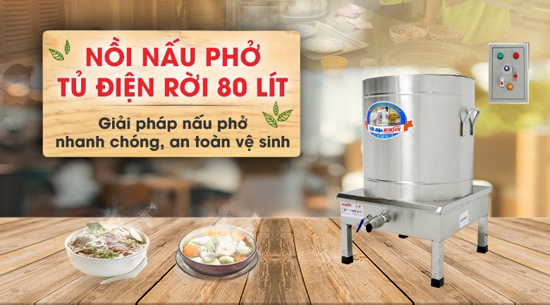 Nồi nấu phở tủ điện rời 80 lít