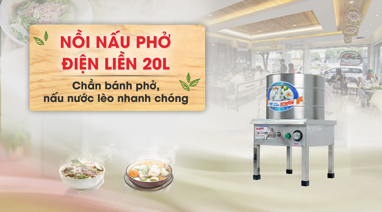 Nồi nấu phở điện liền 20 lít NEWSUN