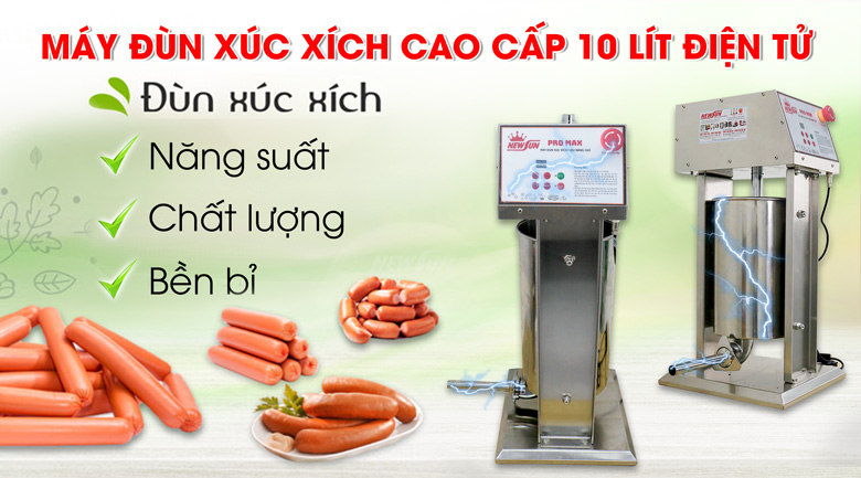 Máy đùn xúc xích điện tử 10 lít Promax - Điện máy thực phẩm NEWSUN Máy đùn xúc xích điện tử 10 lít Promax - Điện máy thực phẩm NEWSUN