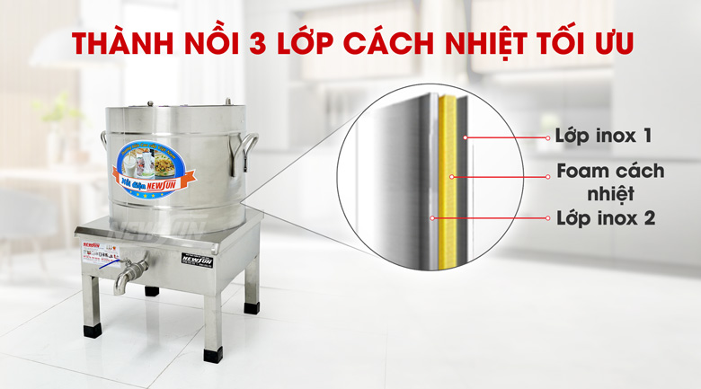 Thành nồi dày dặn có lớp bảo ôn cách nhiệt Thành nồi dày dặn có lớp bảo ôn cách nhiệt