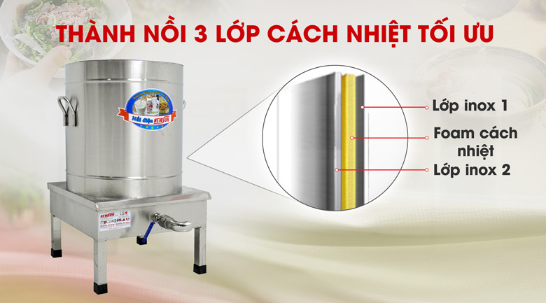 Thành nồi dày dặn có lớp cách nhiệt